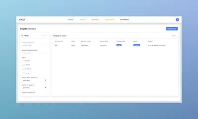 Tableau de bord de la plateforme de suivi de chantier